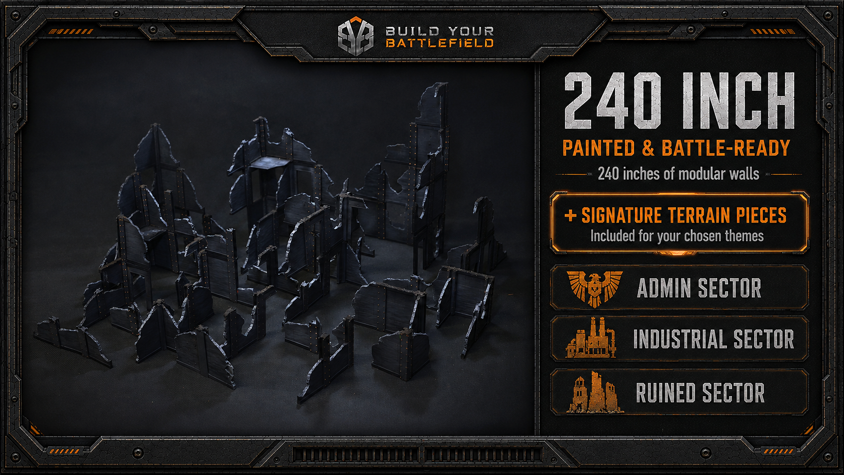 Three Sector Battlefield Bundle – 240″ of Walls